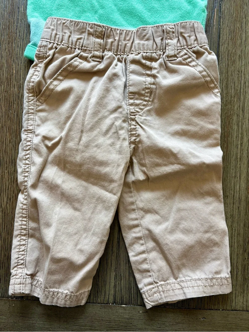 Baby GAP Green Striped Polo Shirt and Khaki Outfit